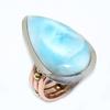 Натуральный Ларимар Драгоценный Камень 925 Проба Стерлинговое Серебро Двухцветное Подарочное Кольцо Р.7 N1d86