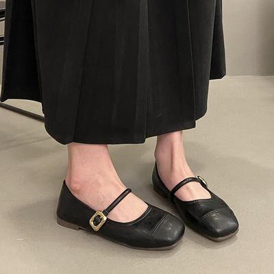 Туфли Мэри Джейн с неглубокой пряжкой, одинарные туфли женские весенние с квадратным носком на плоской подошве, удобные туфли Дуду с высоким клиновидным каблуком
