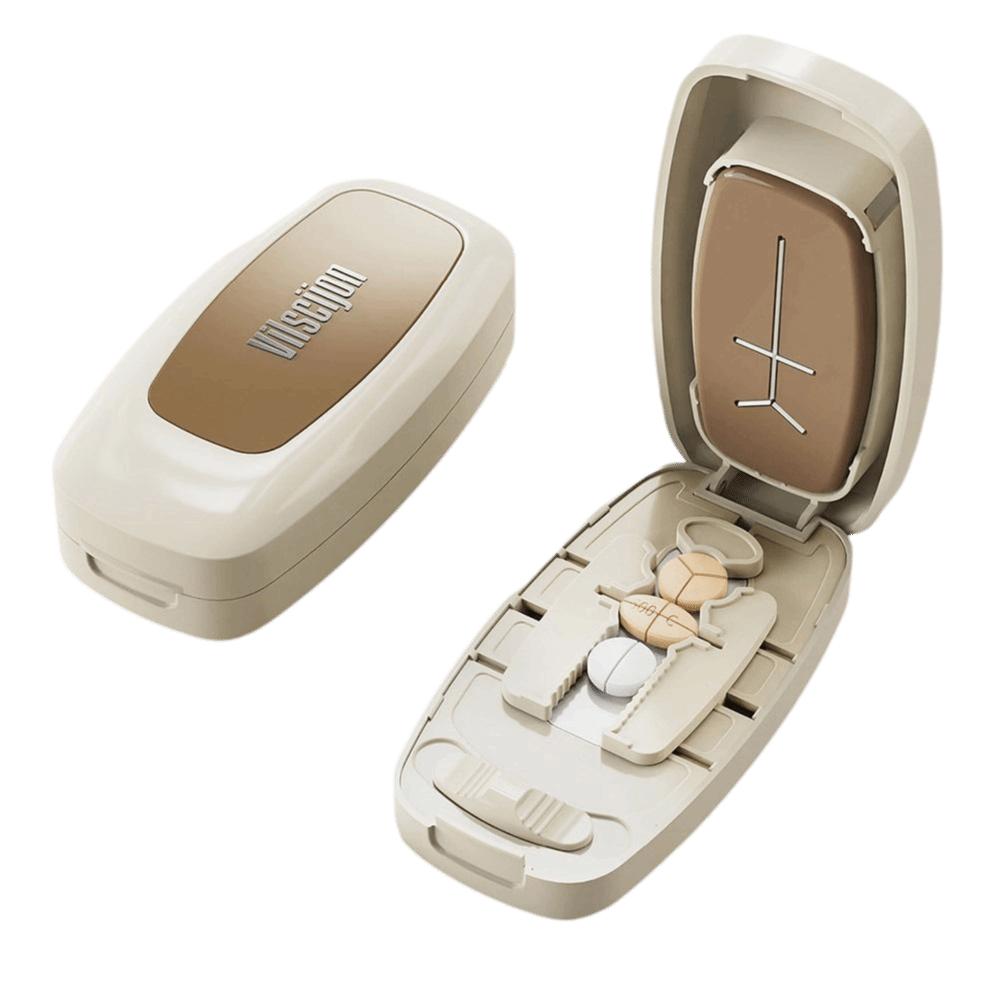 Drug Tablet Pill Divider Storage Box Dustproof Crusher Divider  for Small or Large Pills