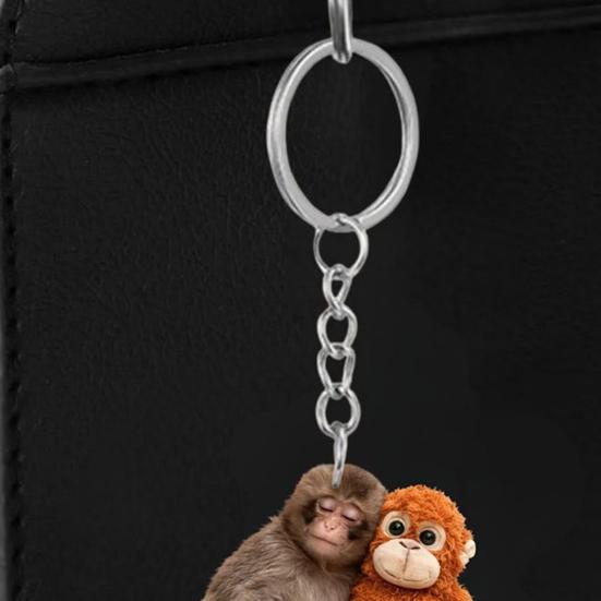 Брелок-подвеска «Хлопни обезьяну» Двусторонний акриловый брелок с обезьяной, держащей игрушку, Аксессуары для брелка, рюкзака, сумки