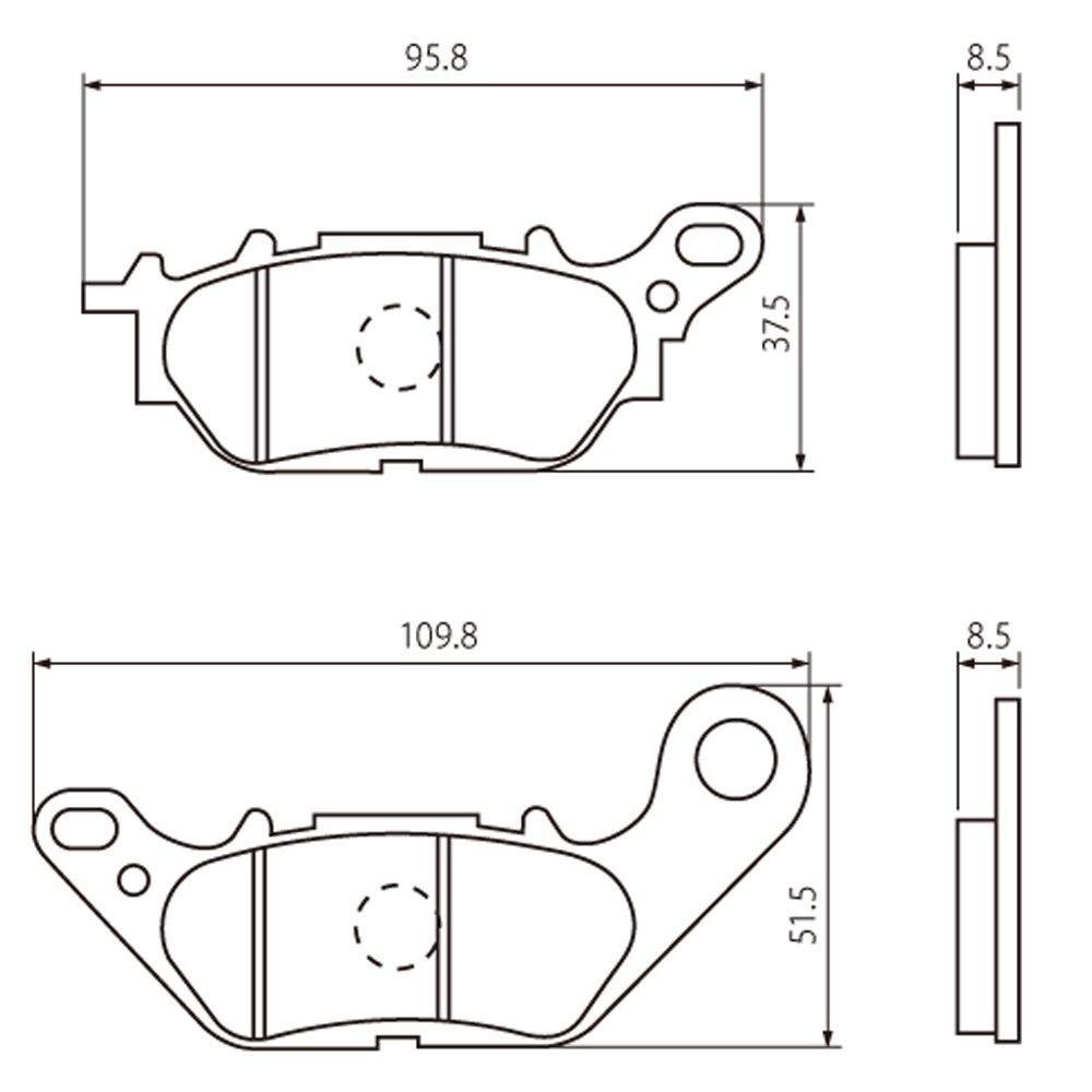 Daytona Motorcycle Brake Pads, Red Pads (Semimetal Pads), NMAX155 (17-21), Tri-City 155, ABS (16-21),