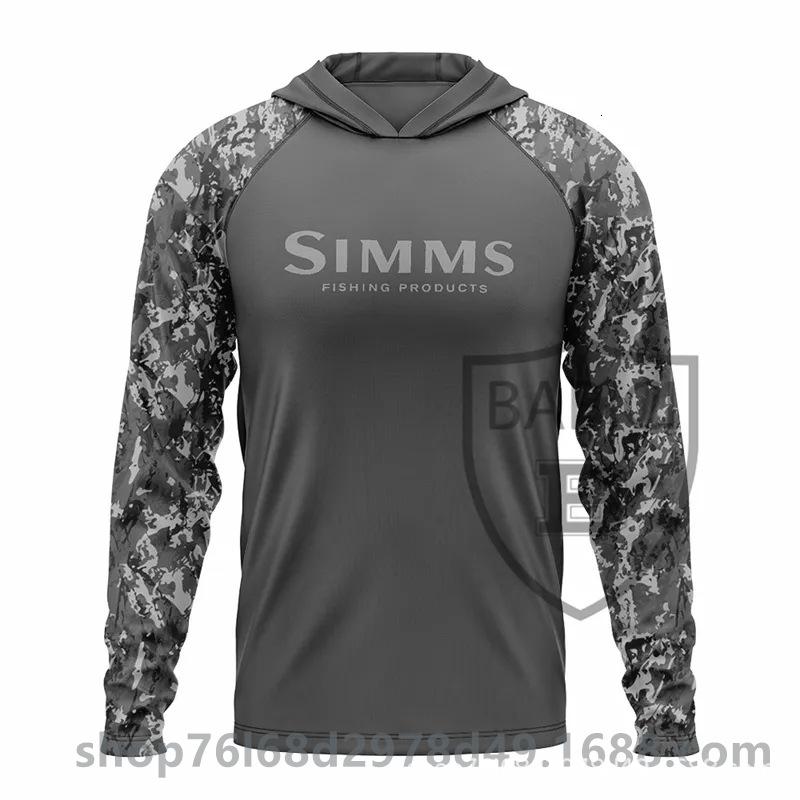 Камуфляжный рыболовный костюм Simms UPF50 Футболка с длинным рукавом из ледяного шелка Худи Быстросохнущая Дышащая Защита от солнца Летний Тонкий стиль