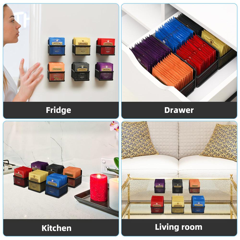 Коробка для хранения пакетиков для кофе и чая Магнитная стойка для хранения пакетиков для чая Офисная акриловая настольная коробка для хранения Принадлежности для хранения чая и сахара