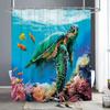 Шторки для душа с морскими животными Дельфин Морская черепаха Рыба Коралл Подводный пещерный пейзаж Ткань Детская занавеска для ванны Декор для ванной комнаты