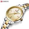 Женские водонепроницаемые кварцевые часы CURREN 9094: Ремешок из нержавеющей стали, корейский стиль с акцентами из страз.