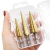 3Pcs Tools Set Straight Groove Step Drill Bit 3-12mm 4-12mm 4-20mm HSS Titanium Coated Wood Metal Hole