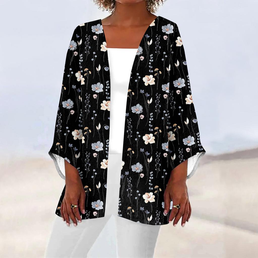 Women's Casual Fashion Printed Lightweight Mid-length Jacket Cardigan