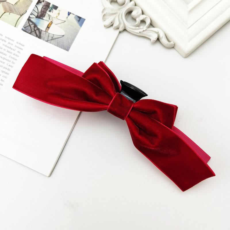 Французская застежка-бабочка, черная бархатная застежка для волос, сетка, красный темпераментный головной убор, корейский элегантный зажим для волос с ложкой на затылке, новый стиль