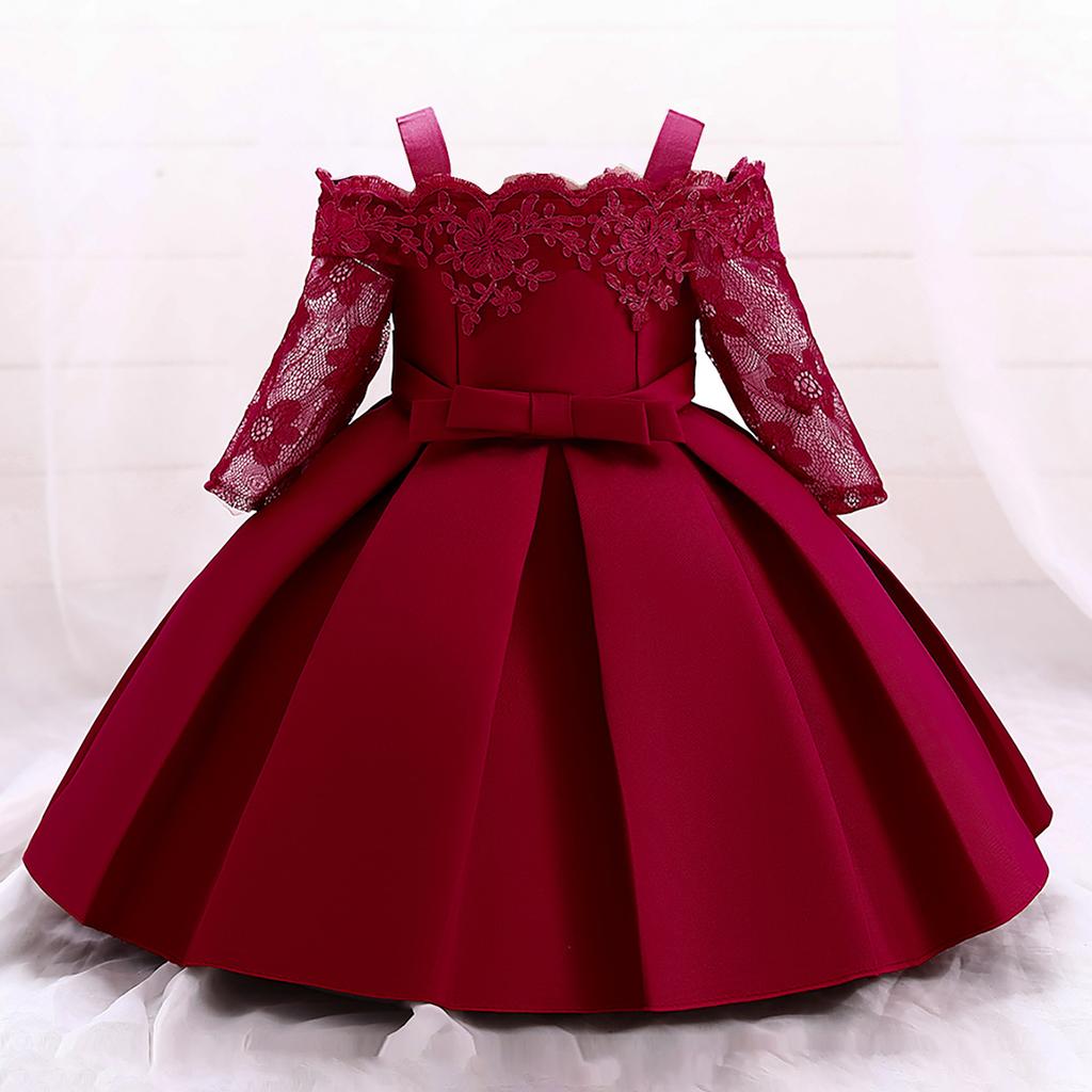 Платье на день рождения для маленьких девочек 1-2 лет, платье с бантом для крещения новорожденных, красные рождественские кружевные платья для свадебной вечеринки, детская одежда