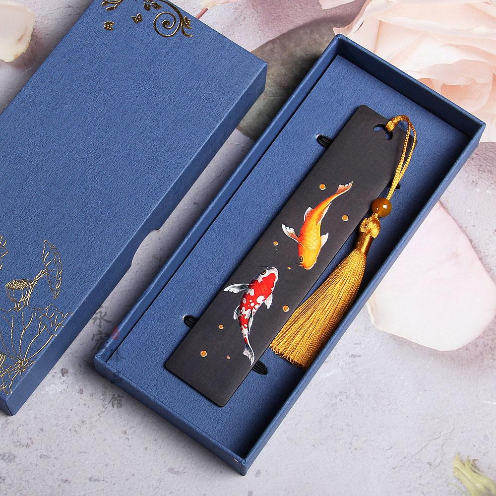 Painted Koi Bookmark Ebony Auspicious Koi Bookmark Purple Light Sandalwood Every Year More Than Study Supplies Can Be Engraved