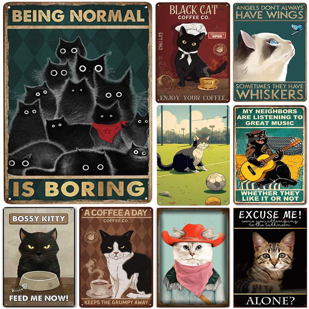Cats Metal Tin Signs Being Normal Is Boring Wall Decoration Plaque Vintage Poster Iron Painting for Home Cafe Garden Club Bar