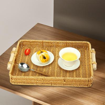 Корзина для сервировки фруктов, плетеная вручную корзина для хранения хлеба, имитация плетеного подноса из ротанга