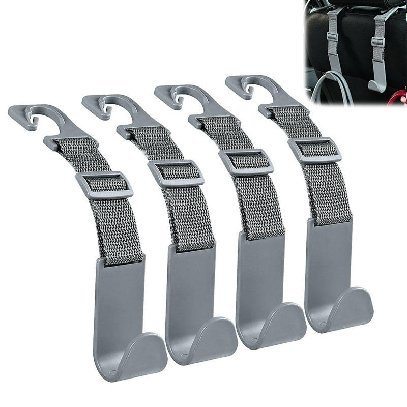 4 шт. Регулируемый органайзер на спинку сиденья автомобиля, вешалка-держатель для хранения, многофункциональные крючки на подголовник автомобиля
