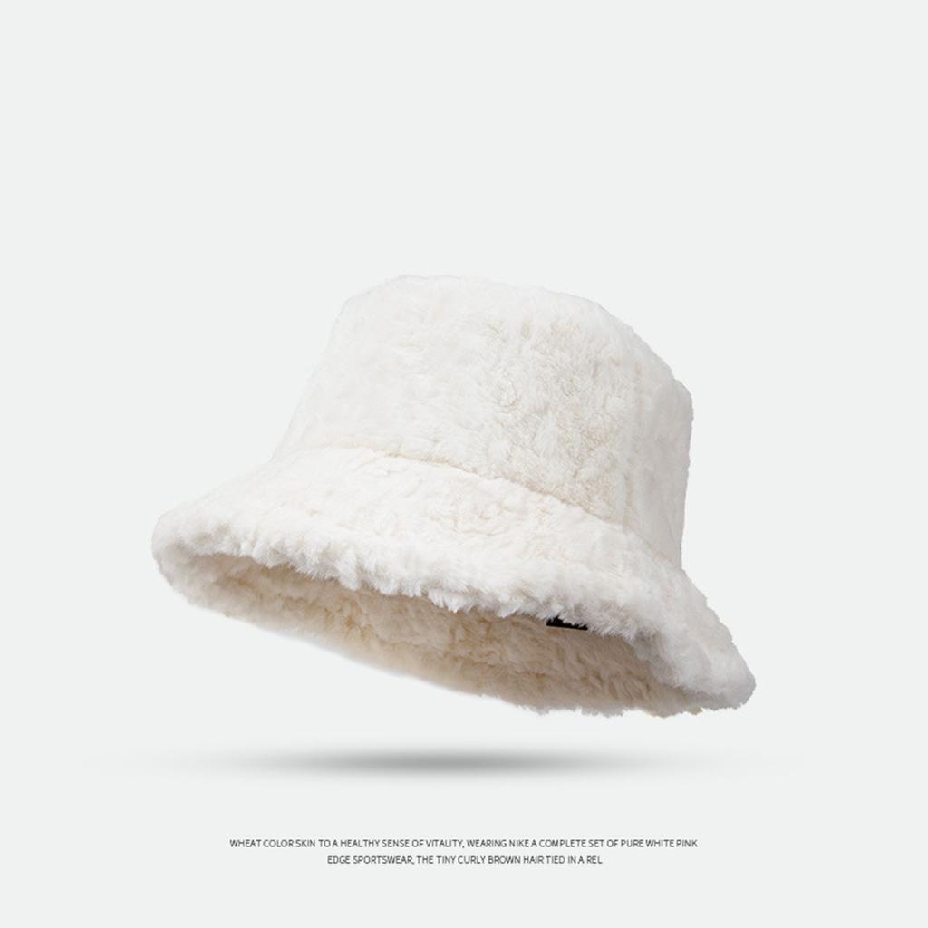 Winter Solid Color Plush Bucket Hat
