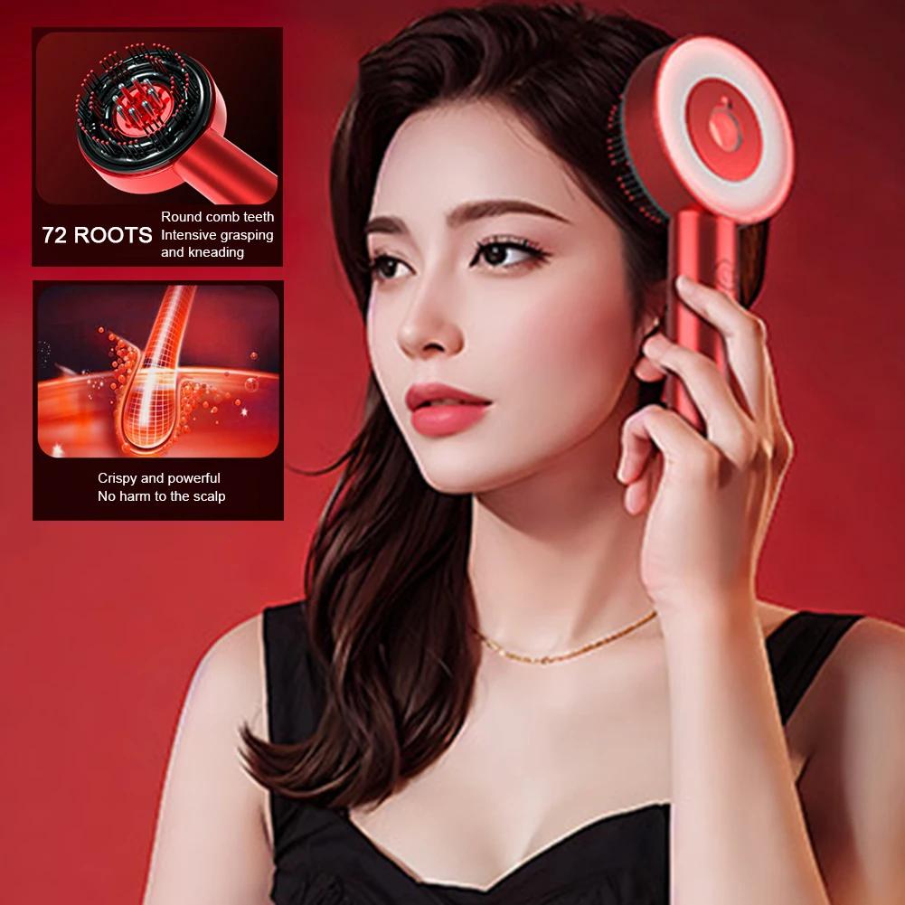 Electric Vibration Massage Comb Red Light Hair Follicle Comb Scalp Oil Liquid Applicator Head Massager Hair Growth Anti Loss