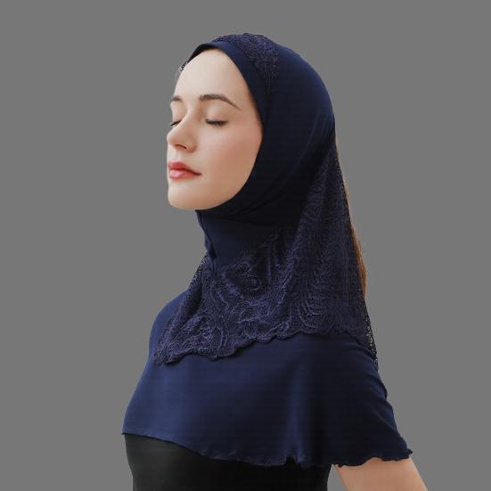 Women Lace Headscarf Hat Solid Color Breathable Turban Hat Chiffon Long Scarf Hat Stretchy Head Wrap