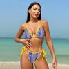 Винтажный пляжный купальник для отпуска, женский купальник с открытой спиной, трехточечный купальник Hulu, сексуальное бикини, тонкая строчка в различных цветах, пляжная одежда