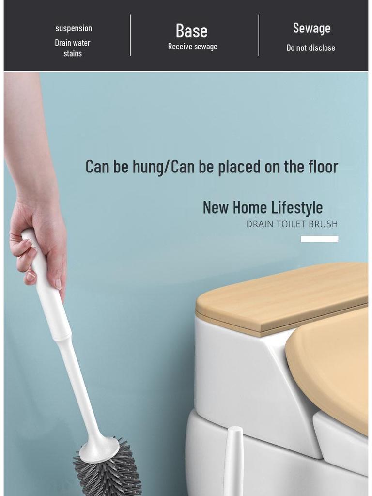 Wall-Mounted Soft Bristle Toilet Brush with Long Handle for Dead Corner Cleaning