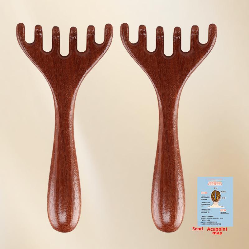 Массажер из рогов сандалового дерева: Расческа для кожи головы с пятью зубцами