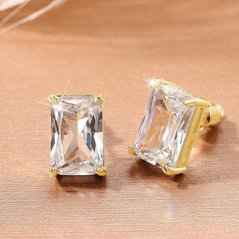 Fashion Contracted Square CZ Stud Earrings Women Silver Color Ear Piercing Series Accessories Simple Versatile Jewelry