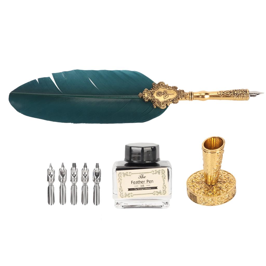  Набор ручек и чернил с 5 сменными наконечниками для плавного письма в стиле ретро для студентов 