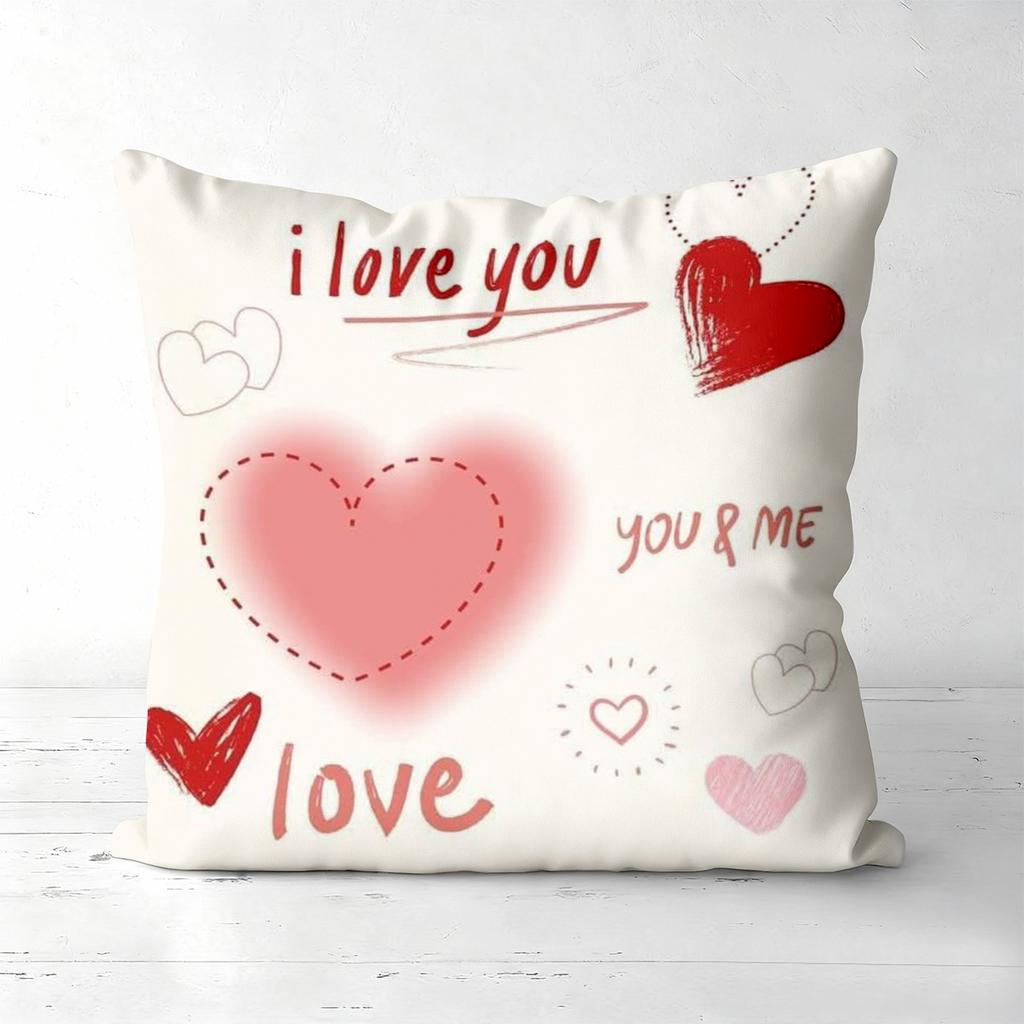 I love you Heart Patterns Happy Valentine Day Pillows Polyester pillowcase, sofa decorative cushion cov Headboard Pillow