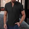 Летняя мужская повседневная рубашка с воротником-стойкой и короткими рукавами