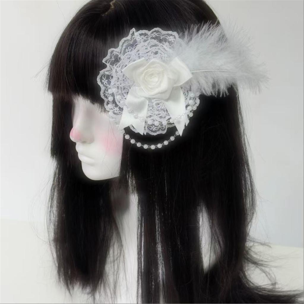 Elegant Flapper Fascinator Beaded Lace Rosette Headpiece for Special Event Wedding Engagement Headwear Hair Styling