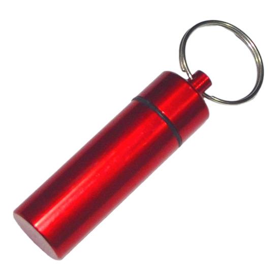 Portable Sealed Jar Keychain Screw Lid Aluminum Alloy Waterproof Flat Bottom Hanging Mini Tablet Pill Storage Bottle Container Holder Key Ring