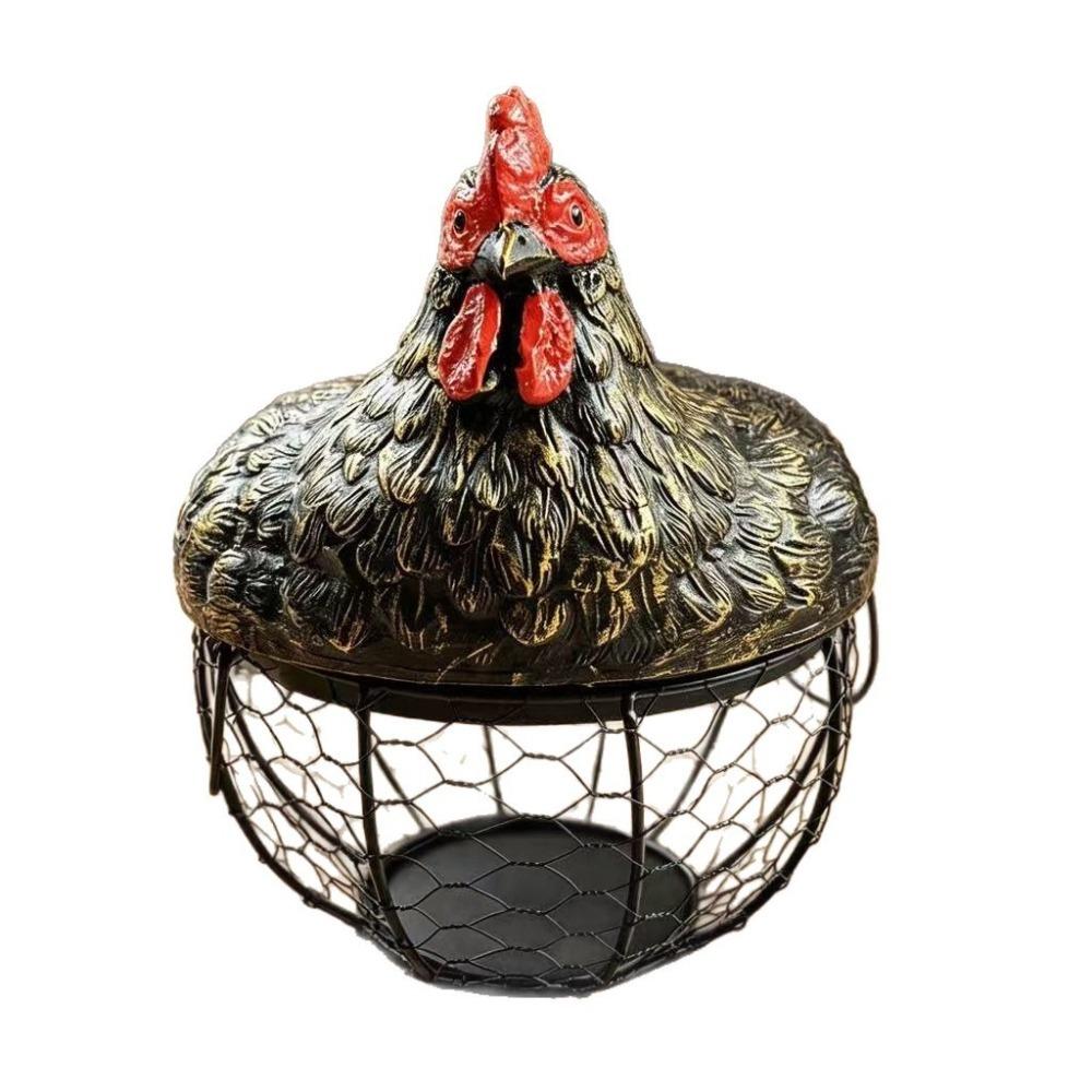 Organizer Container Chicken Design Egg Collecting Basket Resin Rustic Egg Organizer Cute Egg Storage Basket Living Room