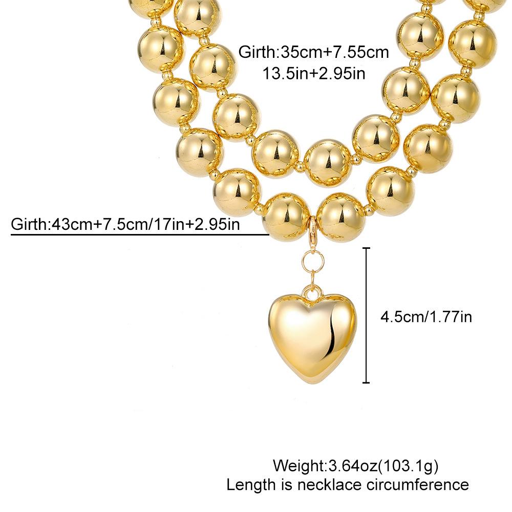 DIEZI Multilayer Exaggerated CCB Heart Pendant Necklace Women Party Vintage Punk Fashion Beads Choker Statement Collar Jewelry