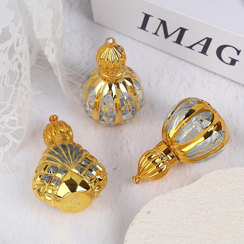 13Ml Roll On Bottle Glass Mini Essential Oil Container Portable Cosmetic Vials Blending Perfume Bottle Gold Empty Roll-On Bottle