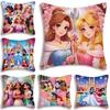 Pillow Covers Cartoon Cute Disneys Elsa Ariel Princess Sofa Decorative Home Double-sided Printing Short Plush Cute Cushion Cover