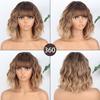 Short Wave Bob Wigs for Women with Bangs Medium Lenth Synthetic Natural Hair Wig for Daily Party Use