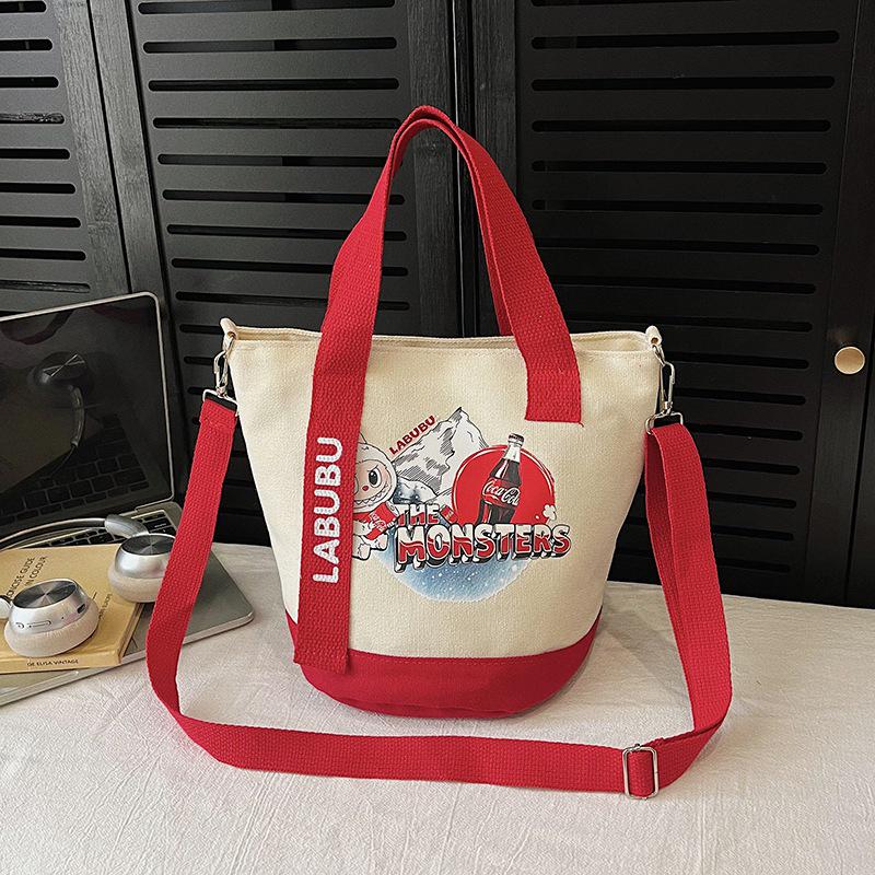 Мультяшная холщовая сумка-тоут через плечо: Женская универсальная сумка через плечо и сумка для ланча