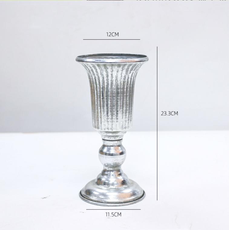 Vintage Classic Silver Iron Flower Vase Decoration Home Room Table Flowerpot Ornaments Office Store Flower Arrangement Crafts