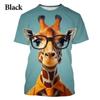 Funny Giraffe 3D Printed Men's T-shirt Cartoon Animal Hip Hop Casual Street Men's And Women's T-Shirt Tops