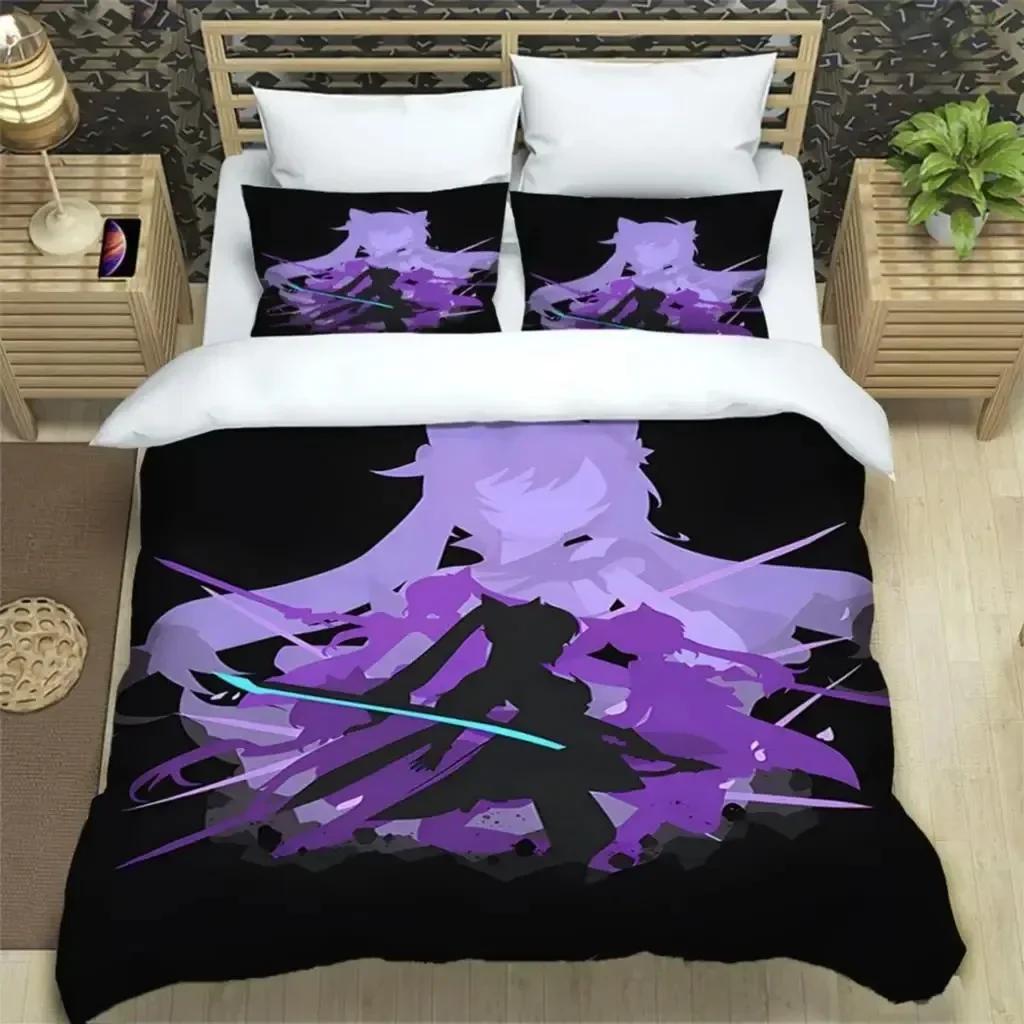 Комплект постельного белья Genshin Impact Print из трех предметов Модные изделия для мальчиков или взрослых для кроватей Пододеяльники Наволочки Комплект постельного белья