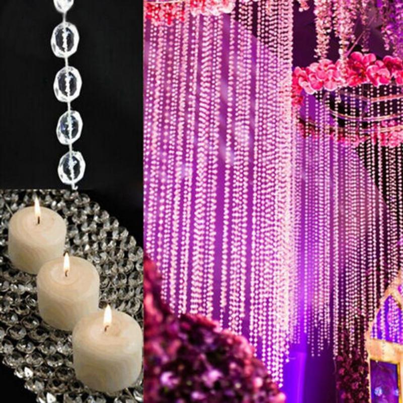 Xmas Clear Romantic Party Wedding Diy Curtain Bead 33ft Garland Strand Acrylic