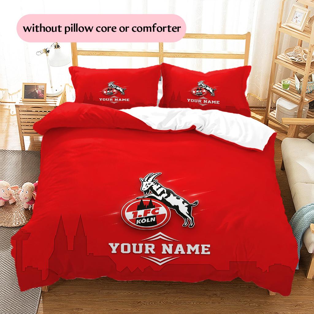 Custom Name 1. FC Köln Pattern Bedding Quilt Set Home Decoration Gift (1 * duvet cover + 2 * pillowcase without core)