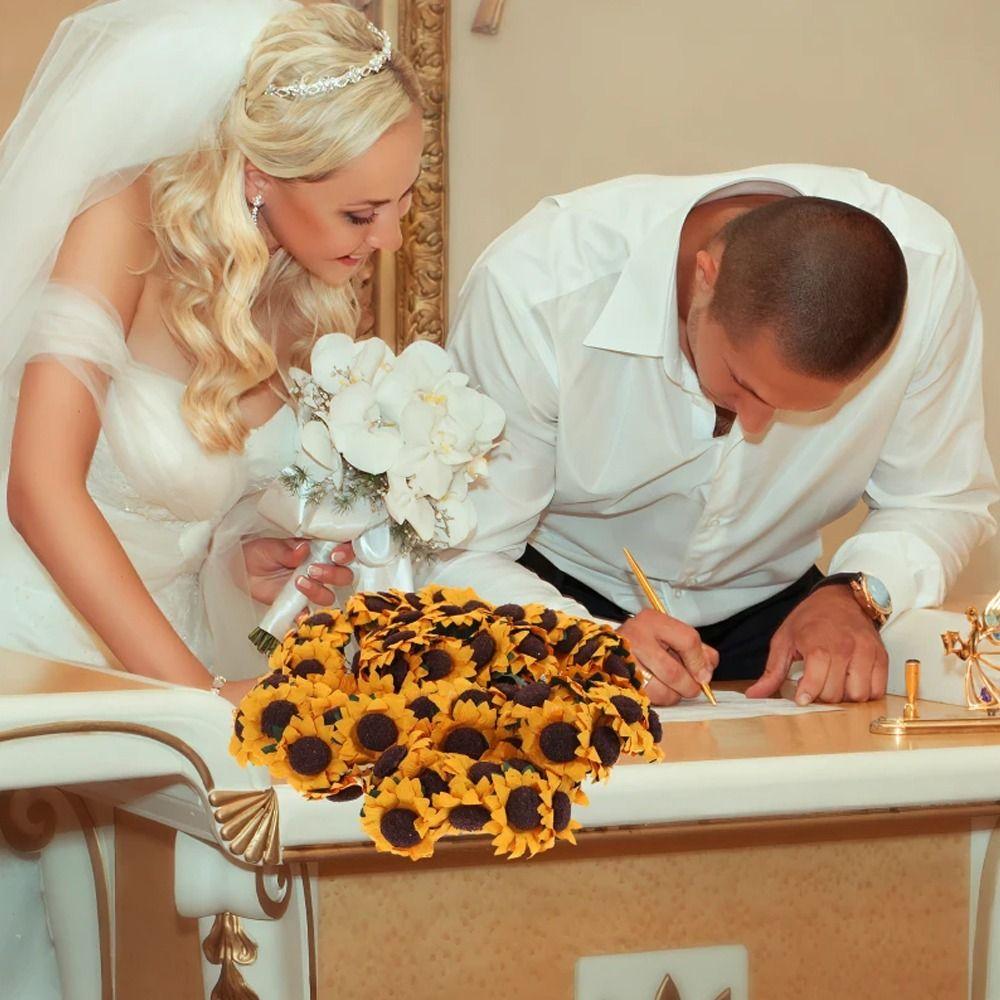 100pcs Handmade Artificial Sunflower Paper Flower Realistic Fake Flower  Wedding