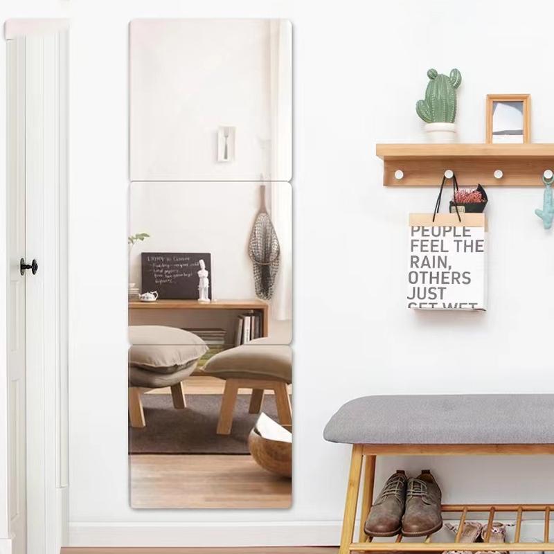 Акриловые наклейки на зеркало, самоклеящееся зеркало, украшение для ванной комнаты, зеркало для одежды в студенческой спальне, зеркало во весь рост, 1 шт.