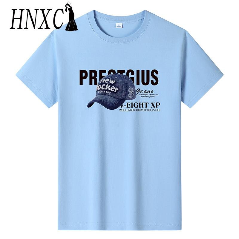 HNXC Хлопковая футболка с коротким рукавом, мужская модная свободная рубашка с половиной рукава, сострадательная рубашка с принтом