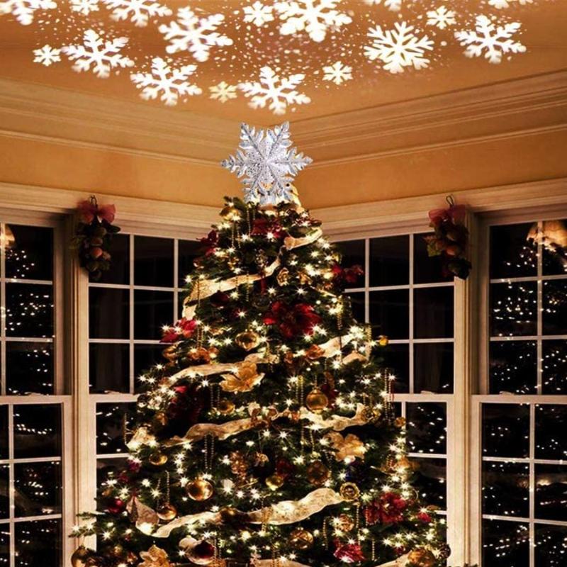 Рождественская снежинка, вращающаяся проекционная лампа, украшение в виде рождественской елки, короны, Рождественский день, атмосфера в помещении, праздничное освещение