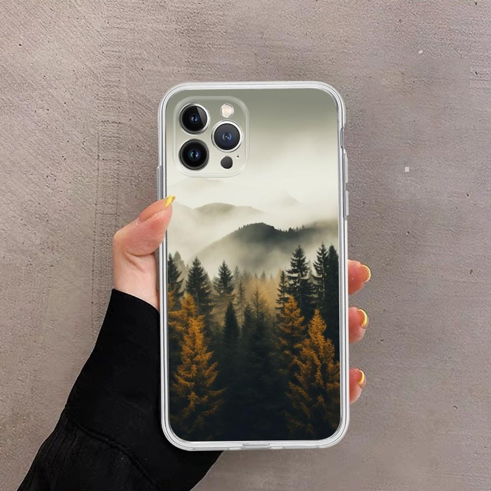 Чехол для телефона "Горный Лес" Для IPhone 16 15 14 13 12 Mini 11 Pro XS Max X XR SE 6 7 8 Plus Мягкий Силиконовый Чехол