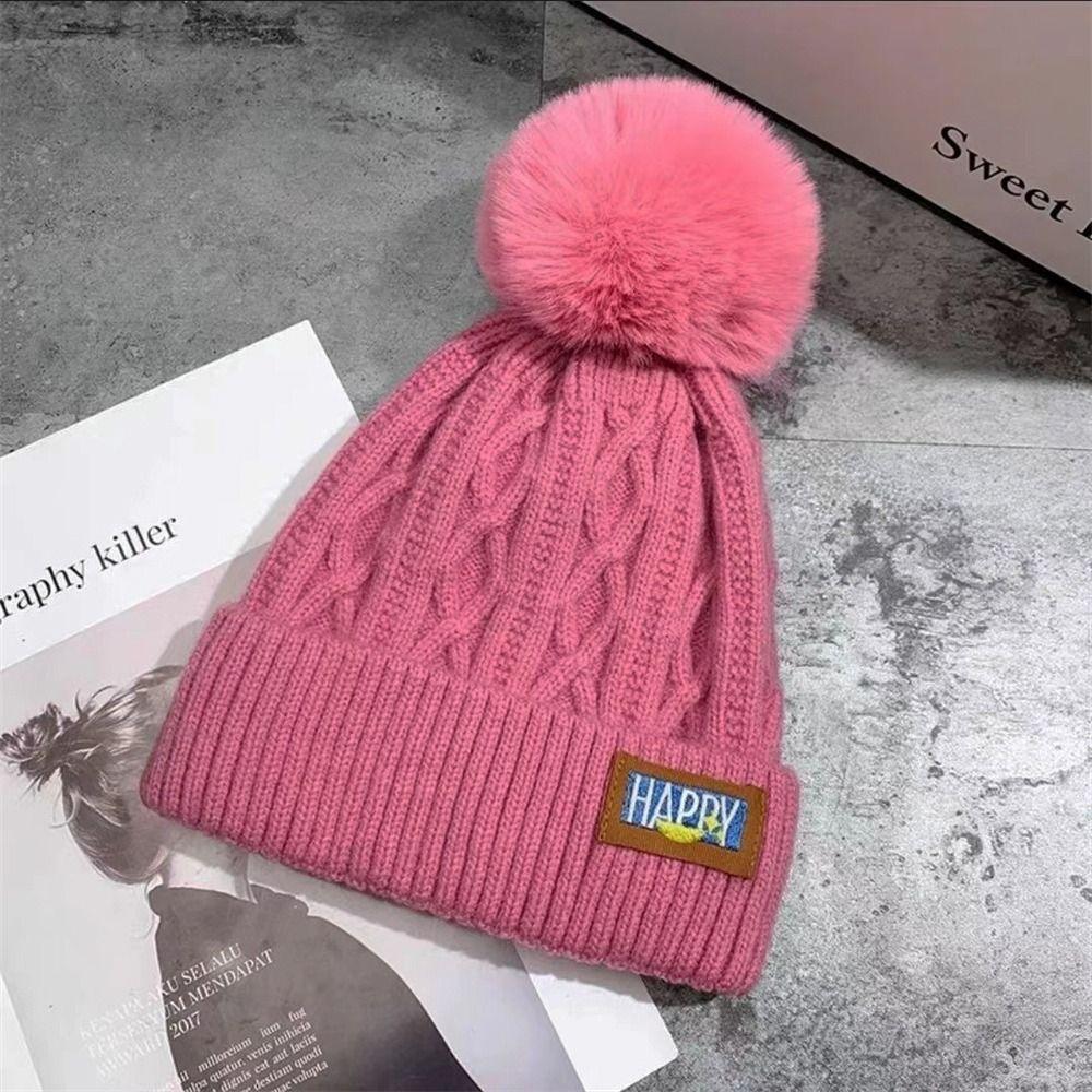 Keep Warm Knitted Cap Thickened Pompoms Hat Fashion Winter Hat  Women