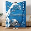 Name Custom Detroit Lions Logo Print Flannel Blanket High Quality Warm Comfortable Cover for All Seasons Perfect for Gifts Home Decor
