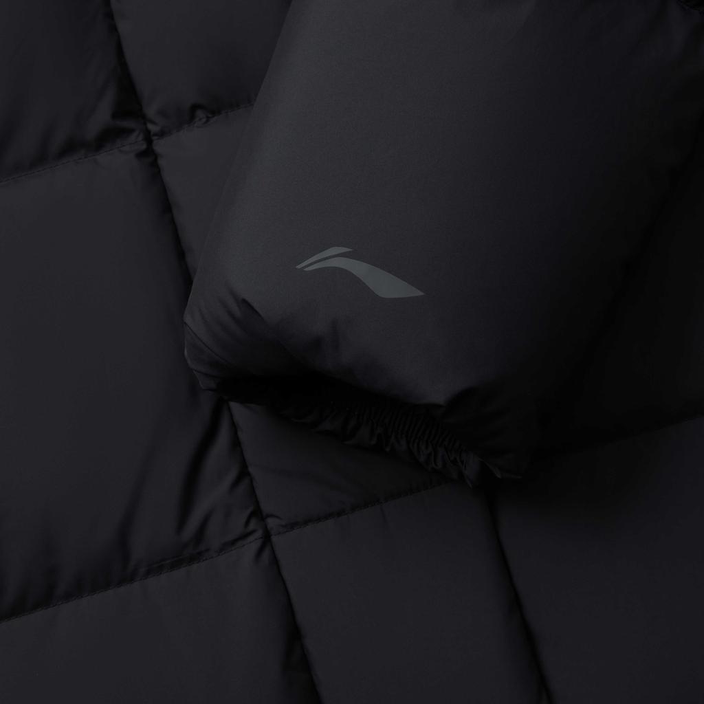 Li Ning Hot Pot Down Series свободная однотонная куртка с капюшоном, устойчивая к холоду, универсальная, длинная, женская верхняя одежда, черный цвет AYMU232-4