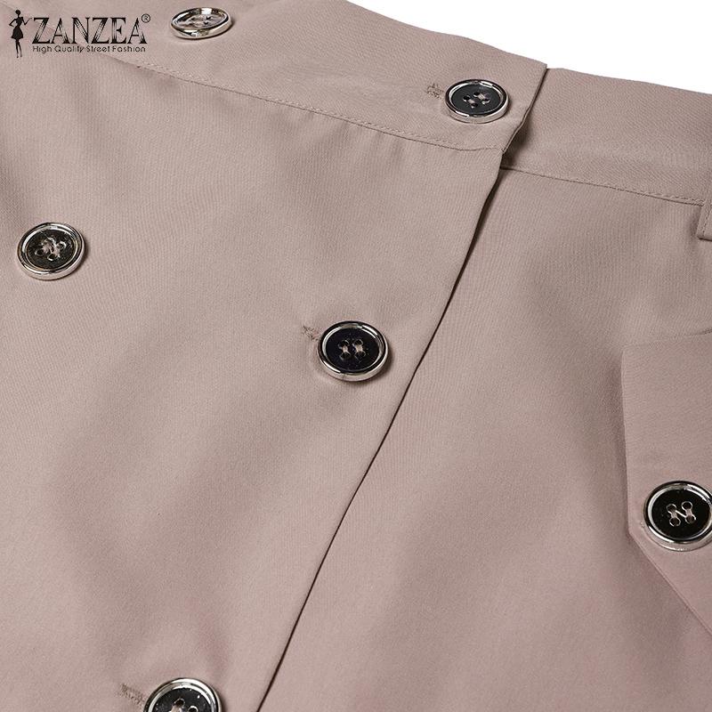 ZANZEA Женские однотонные свободные повседневные юбки на пуговицах