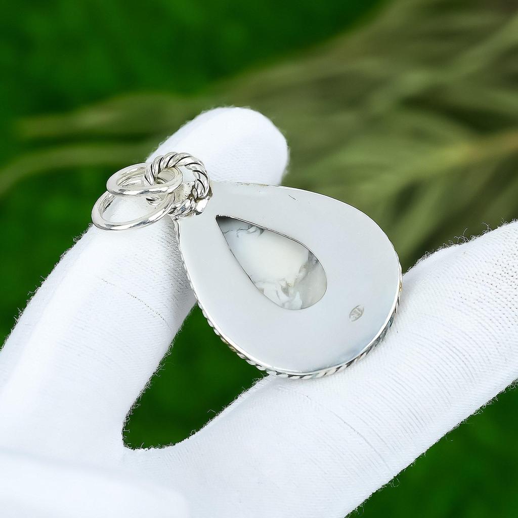 Подвеска из натурального камня гаулита, серебро 925 пробы, индийские украшения для девочек